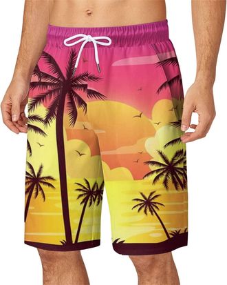 Generic Bermuda Shorts Mens Tropical Print Outdoor Shorts Mens with Drawstring Highly Elastic Swimming Shorts Mens Shorts Sport with Pockets Fashion, XXL, XXX