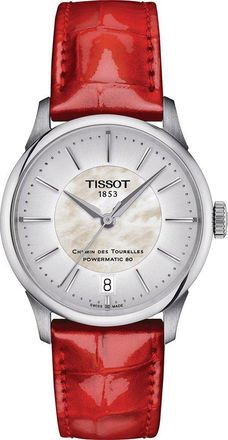 Tissot T-classic Chemin Des Tourelles Powermatic 80 Womens Red Watch T1392071611100 Leather - One Size