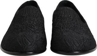 Dolce & Gabbana Black Jacquard Slip On Loafers Formal Mens Shoes