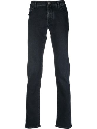 Jacob Cohen logo-patch straight-leg jeans - men - Elastane/Cotton - 31 - Blue