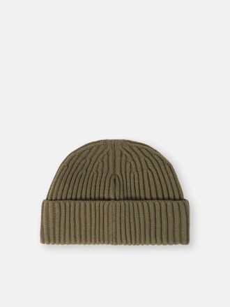 Stone Island L2S15N100002S00C3V00 Ribbed Wool Knit Beanie - Khaki