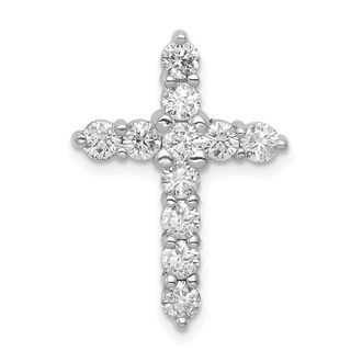Diamond2Deal 14K White Gold Lab Grown Diamond Cross Pendant (1ct, VS, G-H)