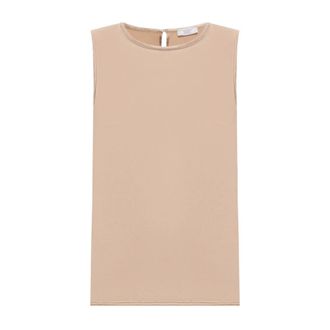 PESERICO Peserico, Blouses, female, Beige, Size: M Flared Stretch Silk Satin Top