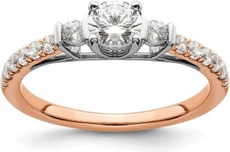 Diamond2Deal 10k Two-tone Lab Grown Diamond Engagement Ring 0.71Ct Clarity- VS Color- G-H