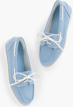 Talbots Finley Chambray Boat Shoes - Light - 11M - 100% Cotton Talbots