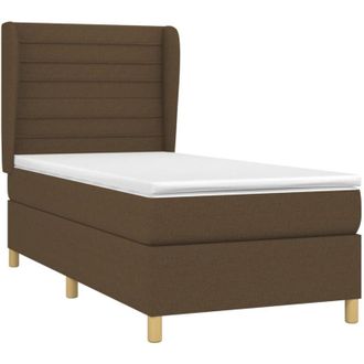 vidaXL Cama Box Spring Con Colch&oacute;n Tela Marr&oacute;n Oscuro 90x200 Cm Vidaxl