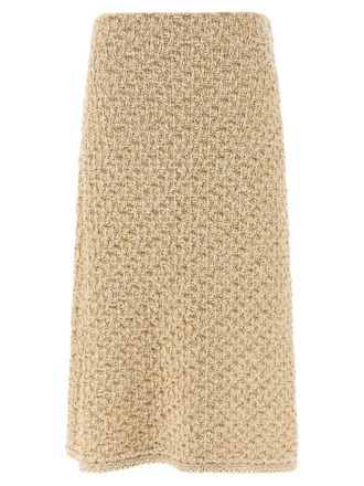 Fabiana Filippi Gold Cotton Midi Womens Skirt