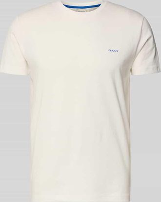GANT T-Shirt mit Label-Detail in Offwhite, Gr&ouml;&szlig;e XXXL