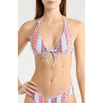 Rip Curl Coastal Instinct Triangle Bikini Top in Blue Multi at Nordstrom, Size X-Large