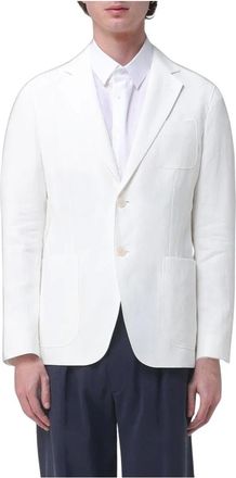 Giorgio Armani Upton Line Single-Breasted Jacket - Heren - Jassen - Wit - Maat: L Linnen
