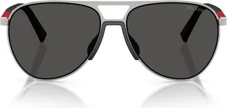 Prada 59mm Pilot Sunglasses in Silver/dark Grey at Nordstrom