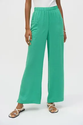 Joseph Ribkoff Womens Gauze Wide-Leg Pull-On Pants In Garden Green