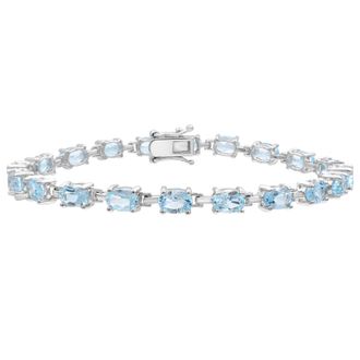 Diamond2Deal 925 Sterling Siilver Sky Blue Topaz Tennis Bracelet 7.25