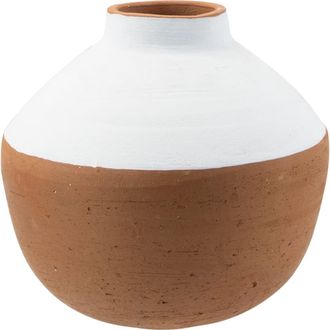 Foreside Home And Garden Wide White Painted Natural Terracotta Decorative Vase at Nordstrom