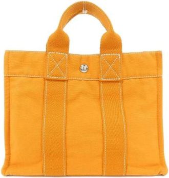 Herm&egrave;s Vintage, unisex, Oranje, ONE Size, Pre-owned Deauville PM Canvas Tote Bag