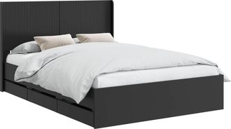 vidaXL Estructura De Cama Con Almacenamiento Y Cabecero Negro Vidaxl