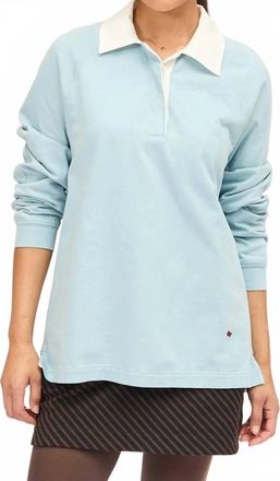 Clare Vivier Le Rugby Embroidered Oui Top In Dusty Blue