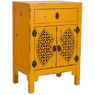 Wanderlust Deco Wanderlust Deco - Mesita De Madera Lacada De 1 Caj&oacute;n Y 2 Puertas 48x32x70h Cm - Amarillo