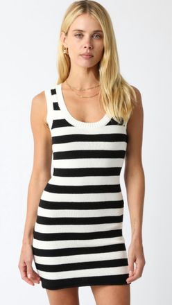 Olivaceous Liliana Knit Tank Dress In Off White/black