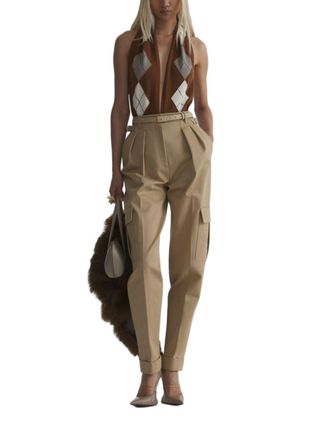MUGLER High-Waisted Tailored Trousers with Cargo Pockets