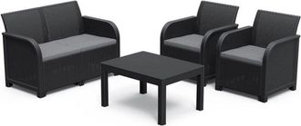 Les Tendances Les Tendances - Keter Conjunto De Jard&iacute;n Sanremo Con Dos Sillones Y Sof&aacute; De 2 Plazas Con Mesa Auxiliar, Resina Imitaci&oacute;n Rat&aacute;n Trenzado