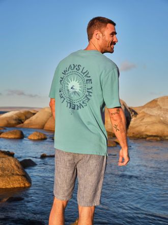 Fat Face FatFace Relaxed Fit Light Teal Life Is Swell Graphic Tshirt