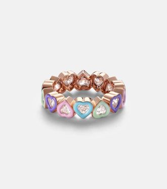 Kamyen Jewellery 18kt rose gold ring with diamonds and enamel