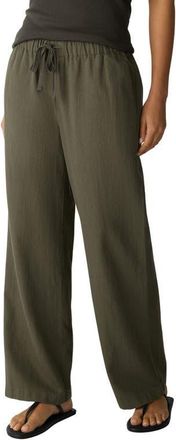 Eileen Fisher Organic Cotton & Organic Linen Straight Leg Pants in Olive at Nordstrom, Size Xx-Small