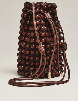 Farm Rio Beaded Macram&eacute; Bucket Bag