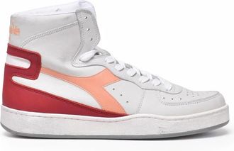 Diadora Grey Red Leather Basket Sneakers