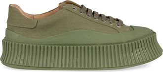 Jil Sander Womens Canvas Platform Sneakers Green Trainers