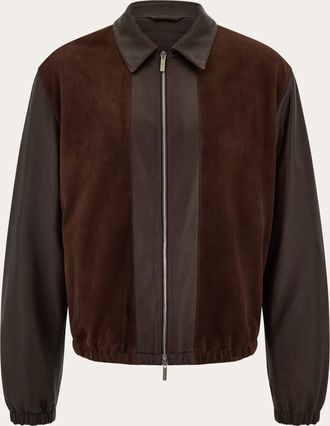 Ferragamo Uomo Blouson in cervo e suede Marrone