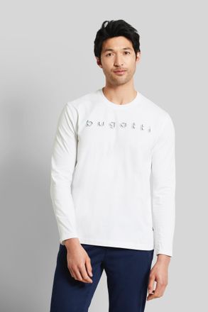 Bugatti Longsweatshirt BUGATTI, Herren, Gr. XXL, weiss (wei&szlig;), Interlock, 100% Baumwolle, unifarben, normal, Rundhals, Sweatshirts Longsweatshirt, mit bugatti