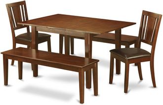 East West Furniture 5 Pc Kitchen dinette set-small Dining Tables plus 2 Dining Chairs and 2 Benches