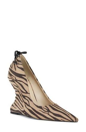 Azalea Wang Kabira Pointed Toe Wedge Pump in Brown/beige Multi at Nordstrom Rack, Size 6.5