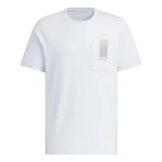 adidas Small Linear Logo Pocket T-Shirt Asia Sizing Light Grey Blue JI9084