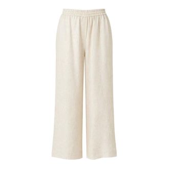 Max Mara Wide Trousers, female, Beige, Size: S Wide-leg Linen Trousers