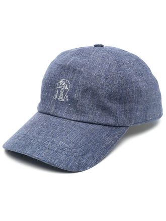 Brunello Cucinelli logo-embroidered baseball cap - men - Cotton/Linen/Flax - S - Blue