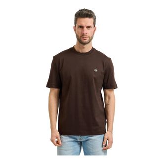 HUGO BOSS Tops, Heren, Bruin, S, Katoen, Mercerised-katoenen T-shirt met Double B monogram