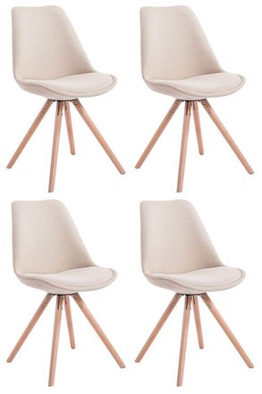 Clp Clp - Set De 4 Sillas De Comedor Toulouse En Tela Crema Natural