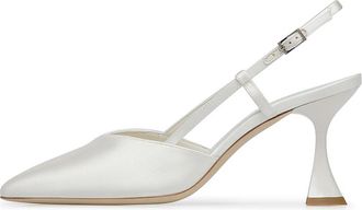 Loriblu Satijnen Slingback Pumps - Dames - Pumps - Wit - 35 EU - Satijn - Schoenen