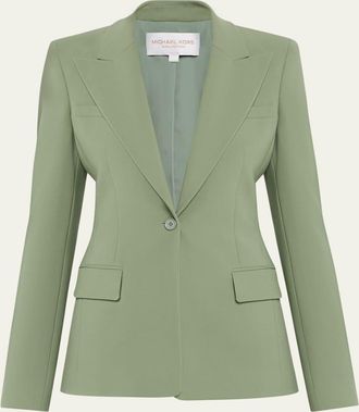 Michael Kors Georgina One-Button Stretch Wool Blazer