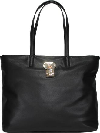 Twinset Handtas van imitatieleer met voorlogo - Dames - Shoppers - Zwart - ONE Size - Leer - Tassen
