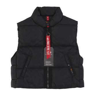 Alpha Industries Zwarte Mouwloze Puffer Vest Jas - Dames - Bodywarmers - Zwart - M - Polyester - Jassen