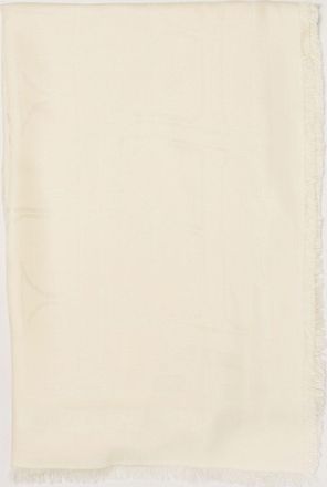 Elisabetta Franchi Sciarpa in modal e viscosa con logo jacquard e bordi sfrangiati