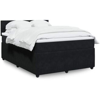 vidaXL Cama Box Spring Con Colch&oacute;n Terciopelo Negro 140x190 Cm Vidaxl