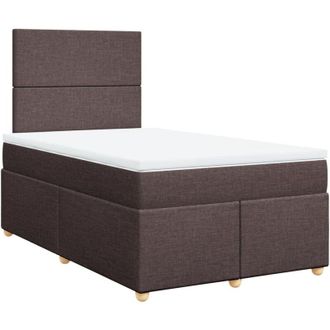 vidaXL Vidaxl - Cama Box Spring Con Colch&oacute;n Tela Marr&oacute;n Oscuro 120x200 Cm