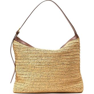 Reiss Vigo Raffia Shoulder Bag in Natural at Nordstrom