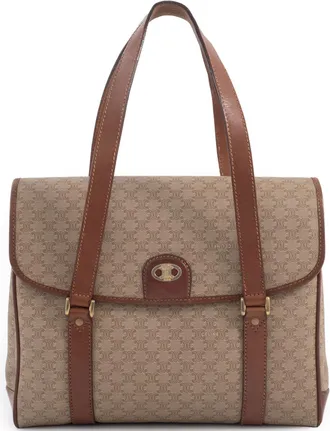 Celine Macadam Beige Brown Pvc Leather Handbag Tote Bag (Pre-Owned)