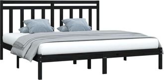vidaXL Bed Frame without Mattress Black 200x200 cm Solid Wood Vidaxl